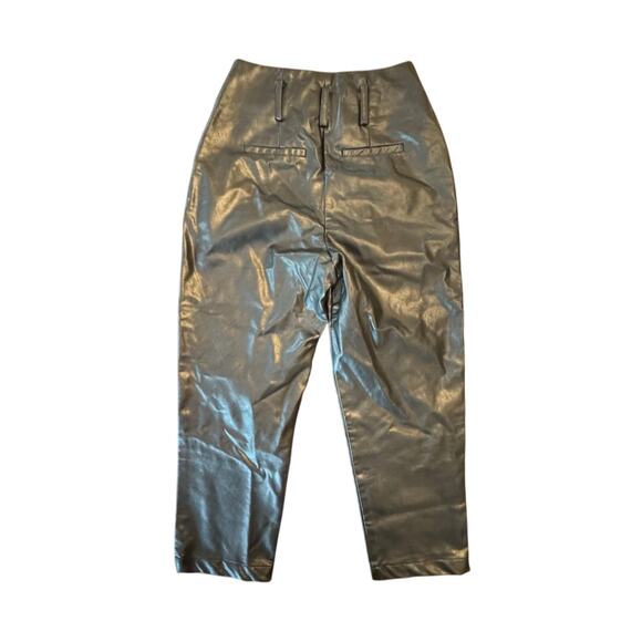 J.O.A. Drop the beat faux leather‎ pants Small Cropped Pleated - Picture 3 of 9